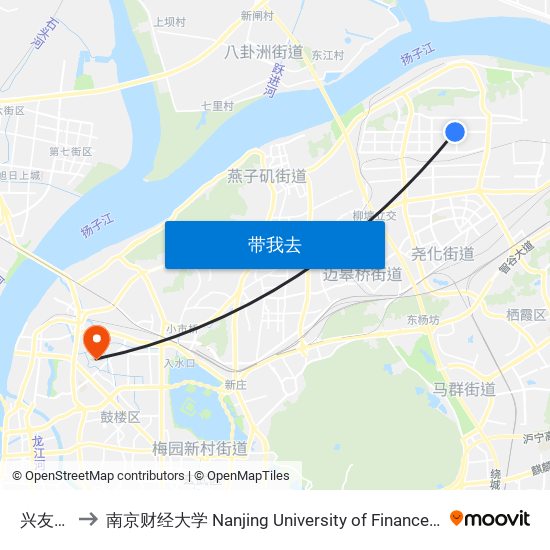 兴友路中 to 南京财经大学 Nanjing University of Finance and Economics map