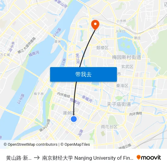 黄山路·新安江街 to 南京财经大学 Nanjing University of Finance and Economics map