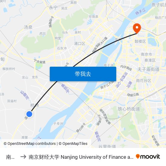 南二村 to 南京财经大学 Nanjing University of Finance and Economics map