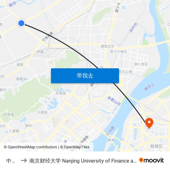 中心河 to 南京财经大学 Nanjing University of Finance and Economics map