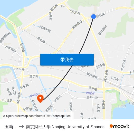 五塘村东 to 南京财经大学 Nanjing University of Finance and Economics map