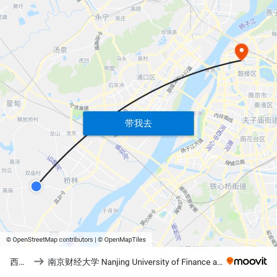 西二村 to 南京财经大学 Nanjing University of Finance and Economics map