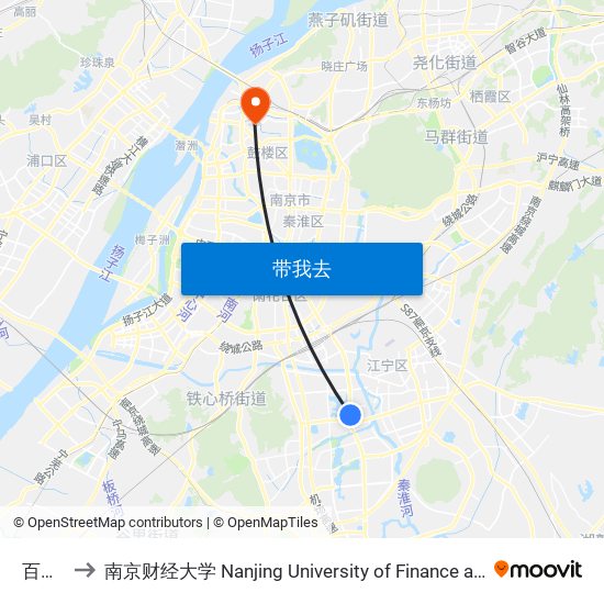 百家湖 to 南京财经大学 Nanjing University of Finance and Economics map