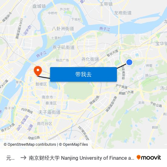 元化路 to 南京财经大学 Nanjing University of Finance and Economics map