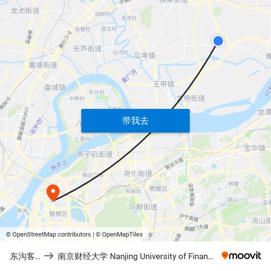 东沟客运站 to 南京财经大学 Nanjing University of Finance and Economics map
