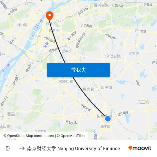 卧龙湖 to 南京财经大学 Nanjing University of Finance and Economics map