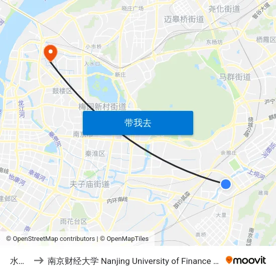 水街坊 to 南京财经大学 Nanjing University of Finance and Economics map