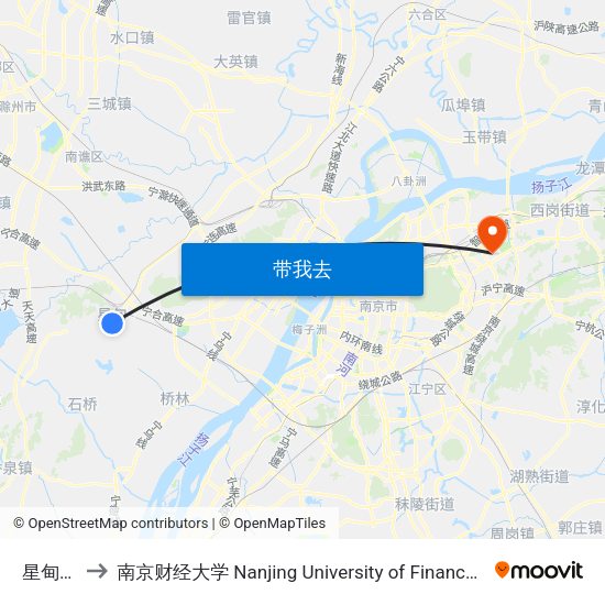 星甸街西 to 南京财经大学 Nanjing University of Finance and Economics map