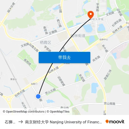 石狮路北 to 南京财经大学 Nanjing University of Finance and Economics map