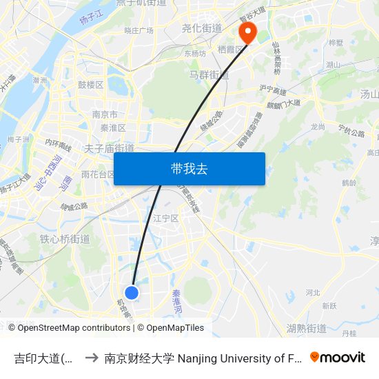 吉印大道(苏源大道) to 南京财经大学 Nanjing University of Finance and Economics map