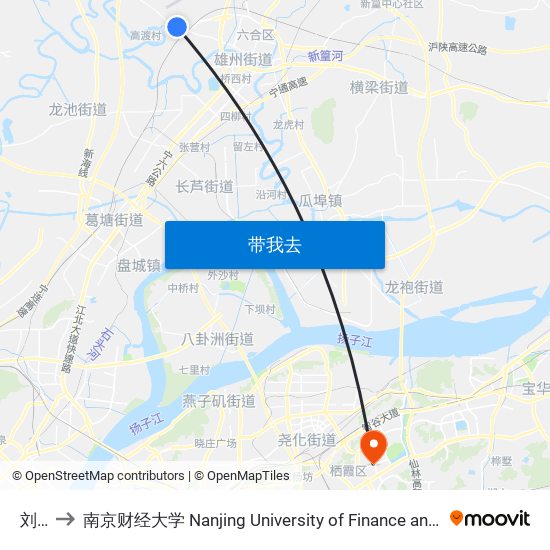 刘陆 to 南京财经大学 Nanjing University of Finance and Economics map