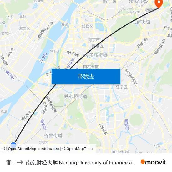 官山 to 南京财经大学 Nanjing University of Finance and Economics map