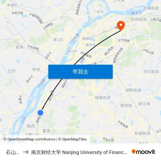 石山道口 to 南京财经大学 Nanjing University of Finance and Economics map