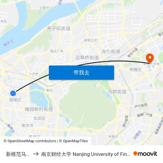 新模范马路·虹桥 to 南京财经大学 Nanjing University of Finance and Economics map