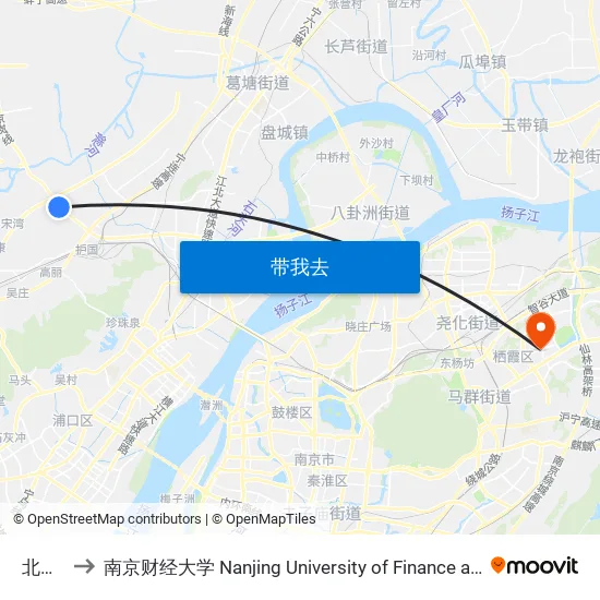 北城圩 to 南京财经大学 Nanjing University of Finance and Economics map