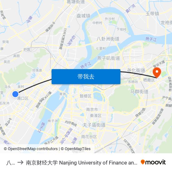 八里 to 南京财经大学 Nanjing University of Finance and Economics map