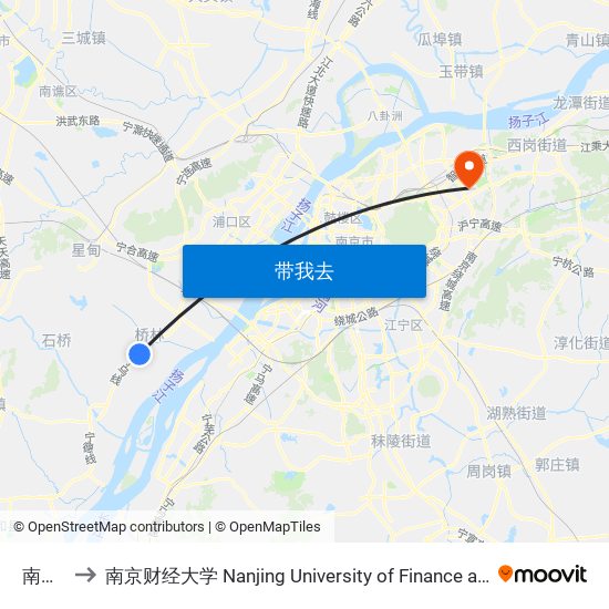 南二村 to 南京财经大学 Nanjing University of Finance and Economics map