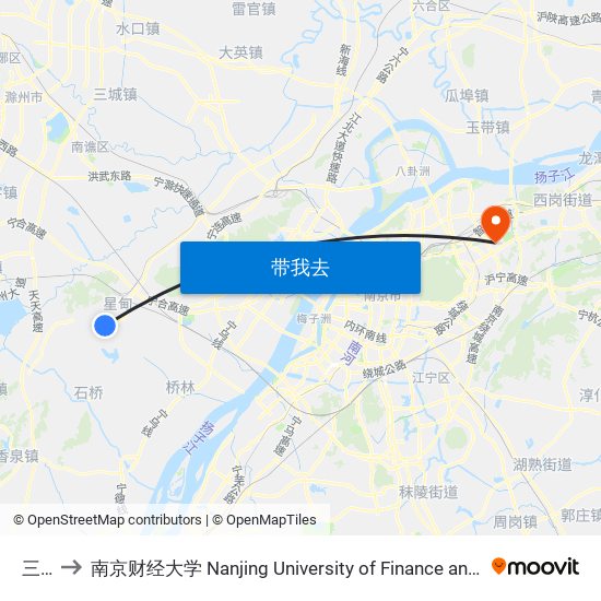 三里 to 南京财经大学 Nanjing University of Finance and Economics map