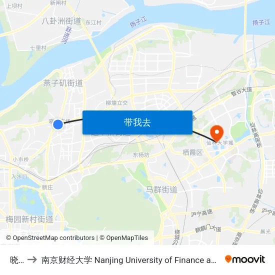 晓庄 to 南京财经大学 Nanjing University of Finance and Economics map
