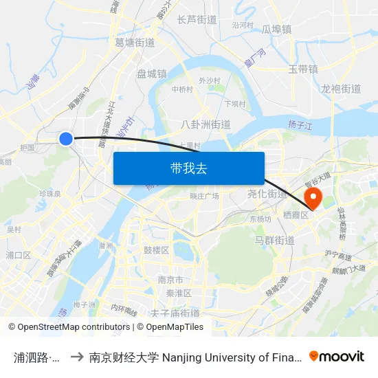 浦泗路·龙泰路 to 南京财经大学 Nanjing University of Finance and Economics map