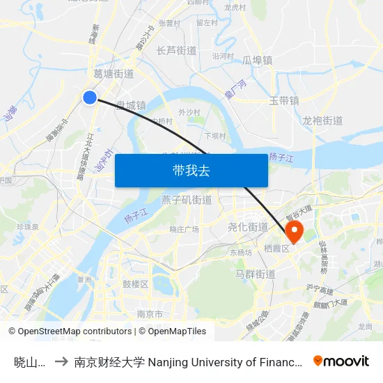 晓山路西 to 南京财经大学 Nanjing University of Finance and Economics map