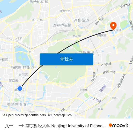 八一医院 to 南京财经大学 Nanjing University of Finance and Economics map