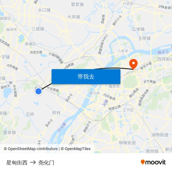 星甸街西 to 尧化门 map