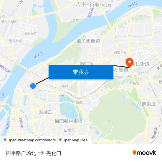 四平路广场北 to 尧化门 map