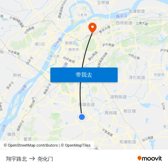 翔宇路北 to 尧化门 map