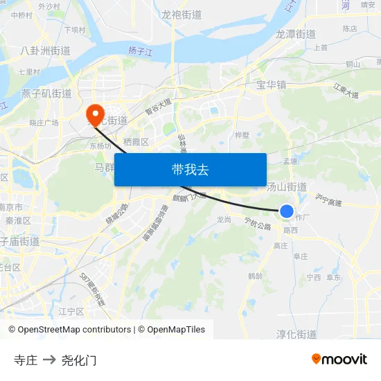 寺庄 to 尧化门 map
