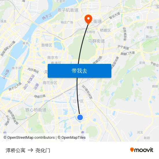 潭桥公寓 to 尧化门 map