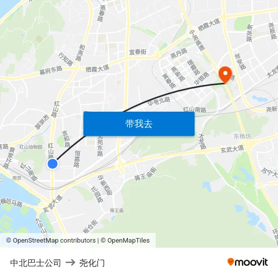 中北巴士公司 to 尧化门 map