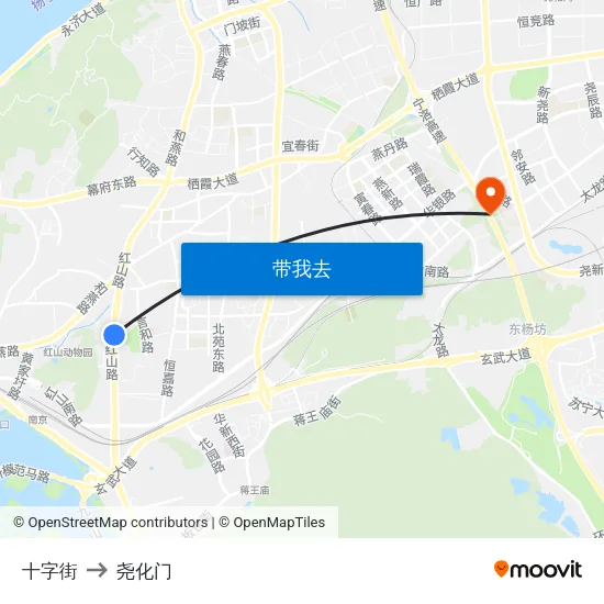 十字街 to 尧化门 map