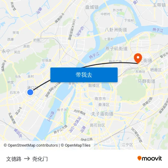 文德路 to 尧化门 map