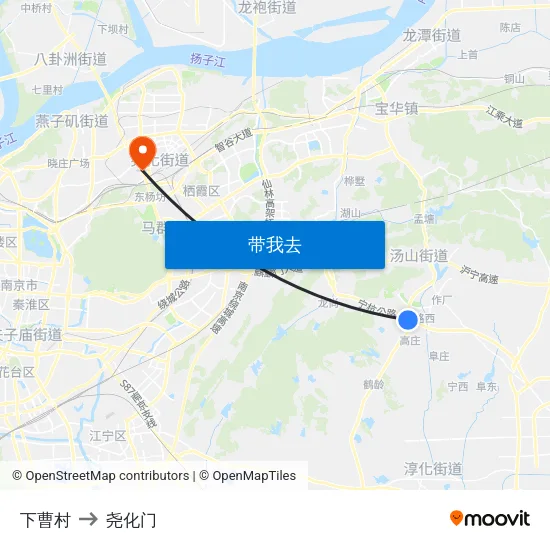下曹村 to 尧化门 map