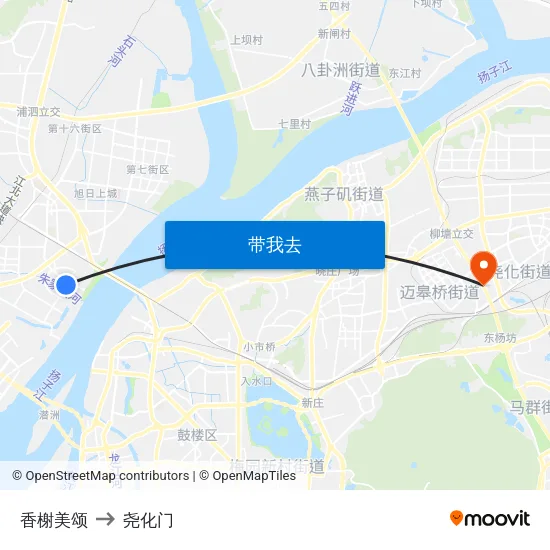 香榭美颂 to 尧化门 map