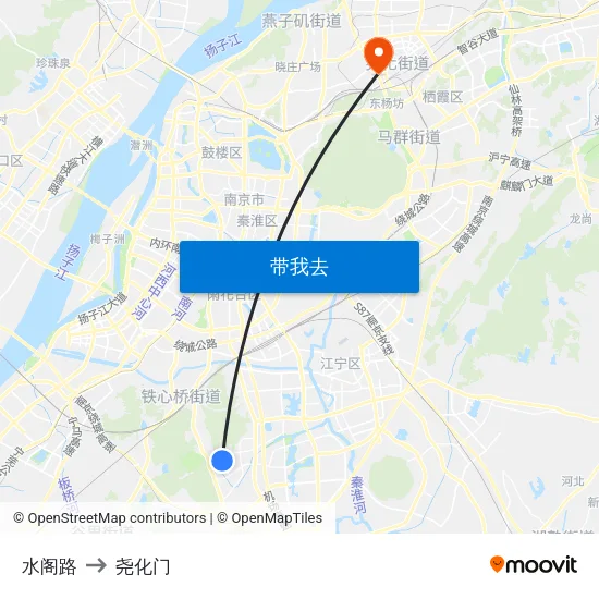 水阁路 to 尧化门 map