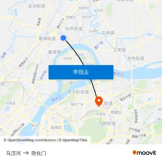 马汊河 to 尧化门 map