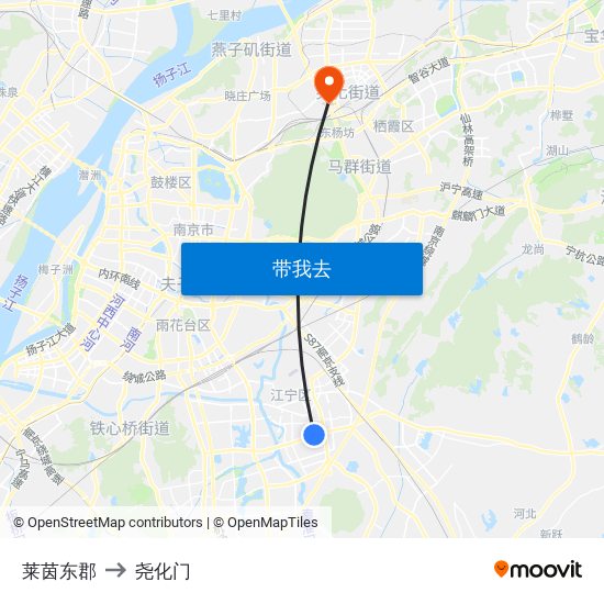 莱茵东郡 to 尧化门 map