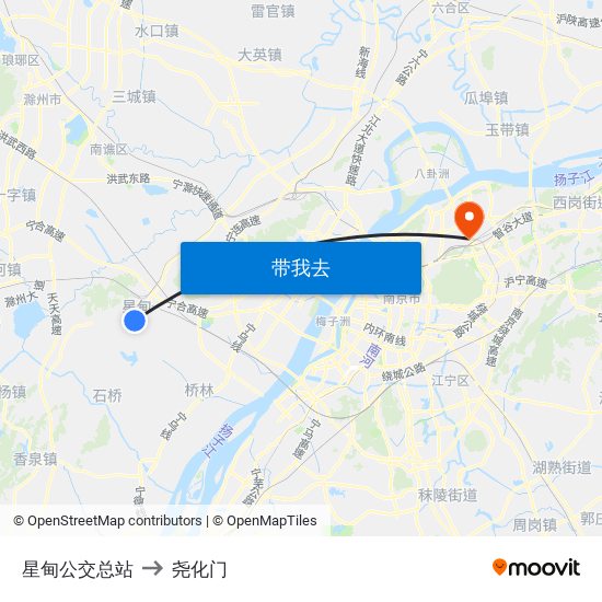 星甸公交总站 to 尧化门 map