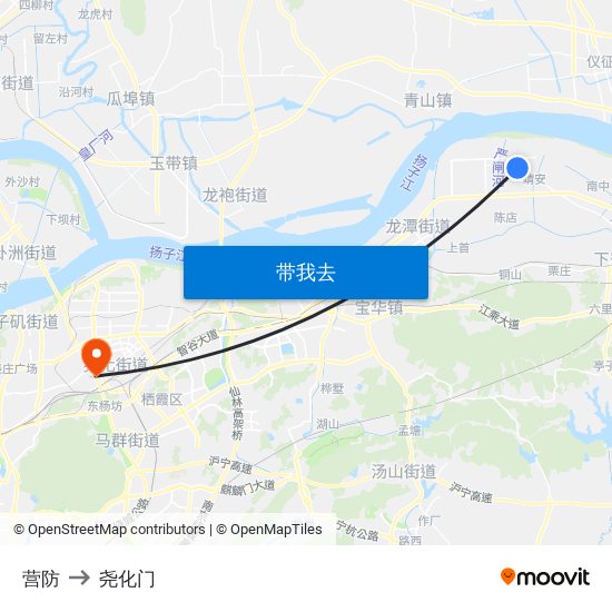 营防 to 尧化门 map