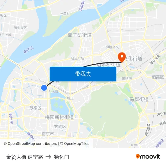 金贸大街·建宁路 to 尧化门 map