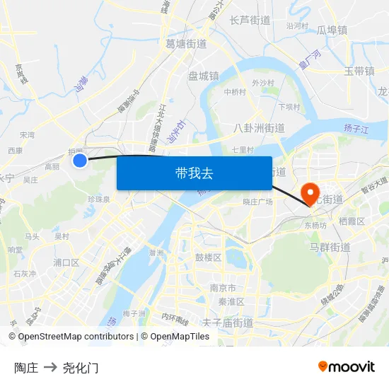 陶庄 to 尧化门 map