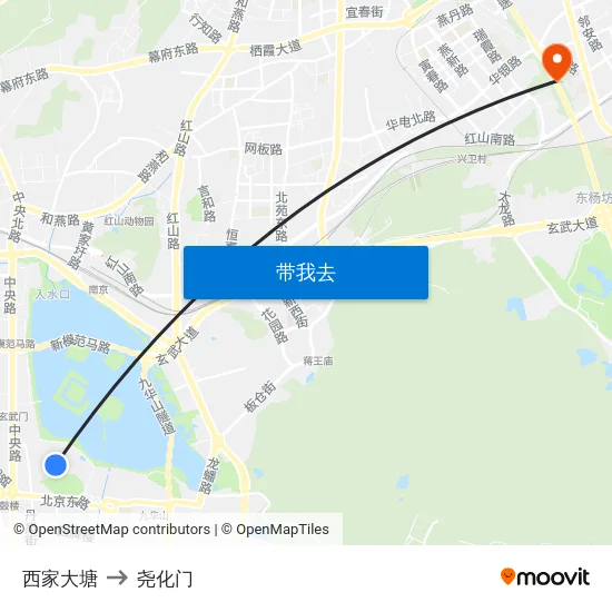 西家大塘 to 尧化门 map