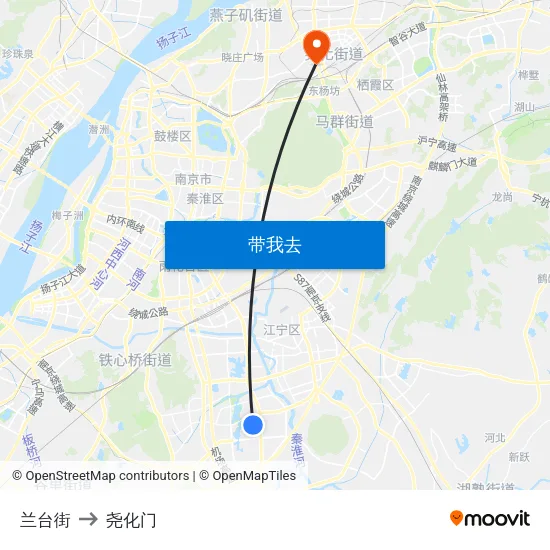 兰台街 to 尧化门 map