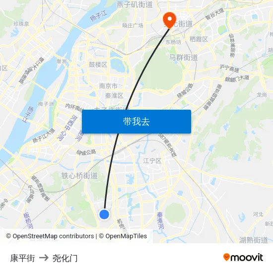 康平街 to 尧化门 map