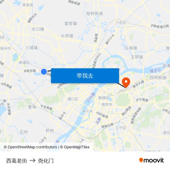 西葛老街 to 尧化门 map