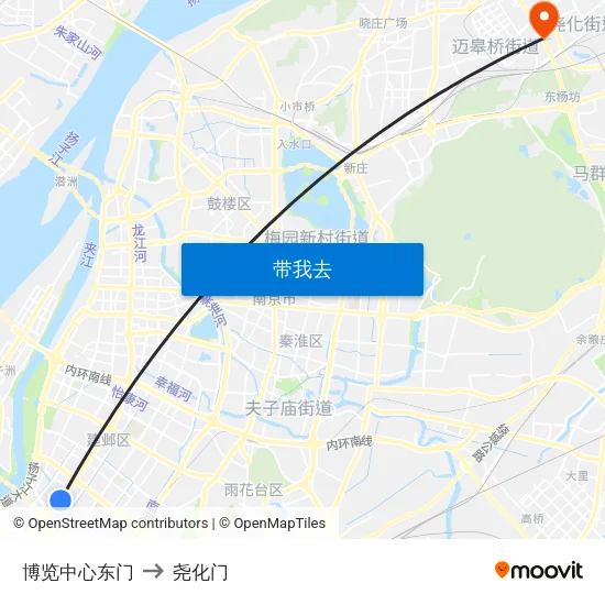 博览中心东门 to 尧化门 map