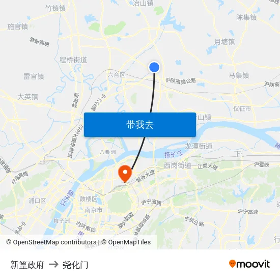 新篁政府 to 尧化门 map