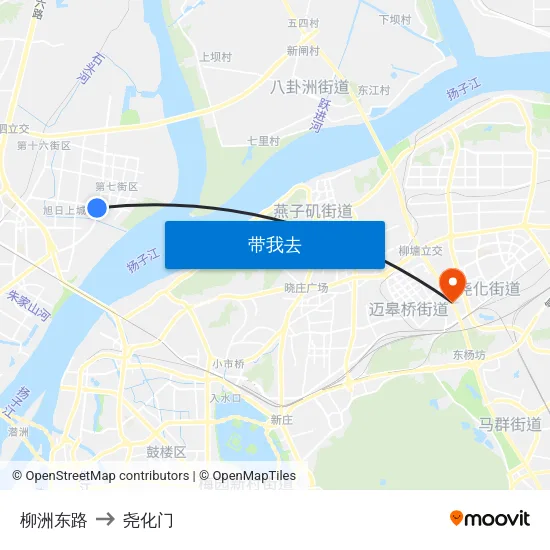 柳洲东路 to 尧化门 map